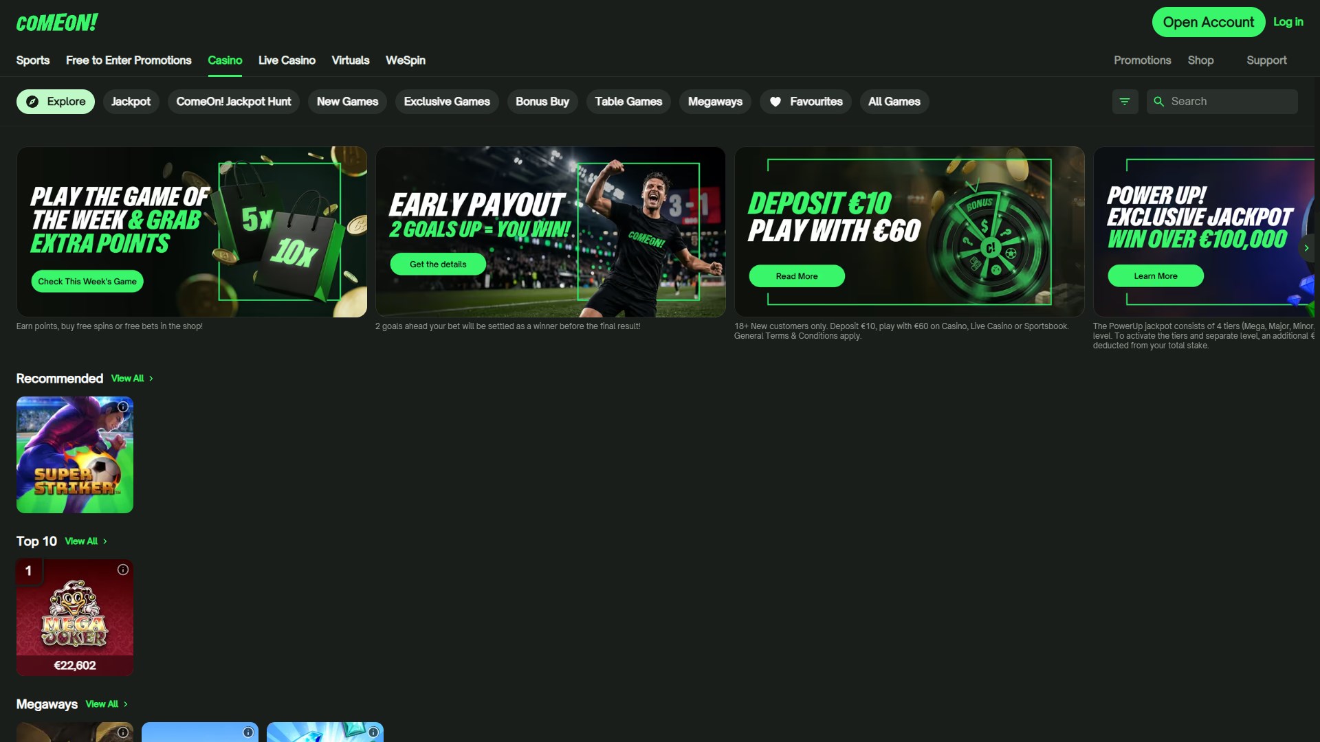 ComeOn Casino screenshot 1