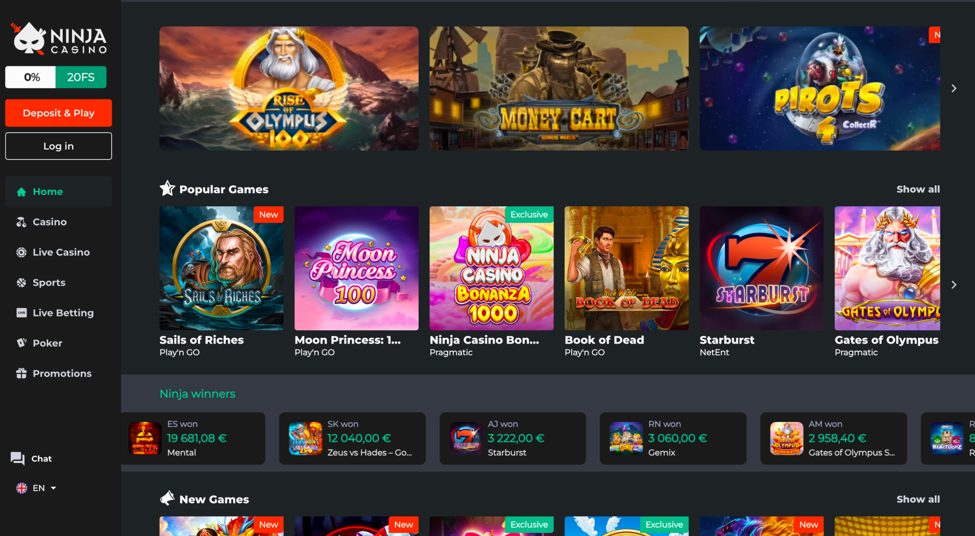 Ninja Casino screenshot 2