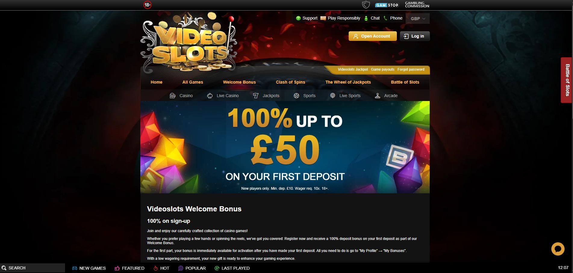 Videoslots Casino screenshot 3