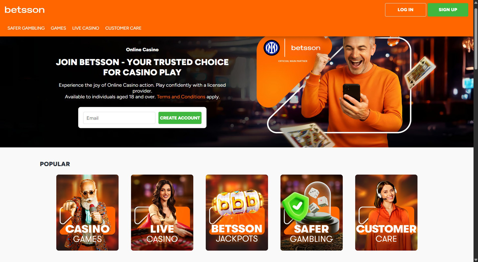 1. Betsson Casino- Beste Online Casino Pick