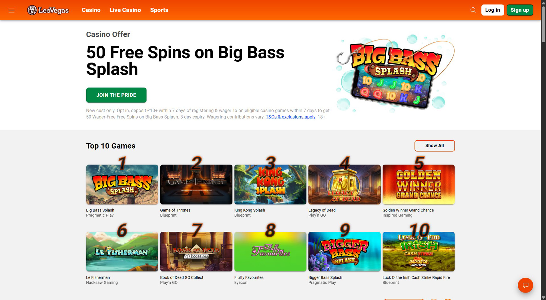 2. LeoVegas Casino- Rask Online Casino Tilgang