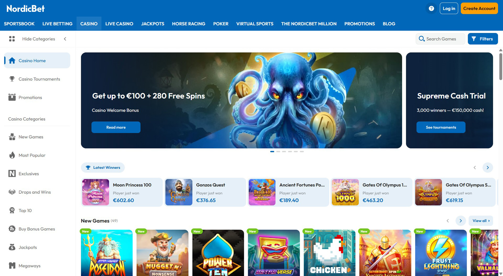 8. NordicBet Casino- Populære Online Casino Bonus